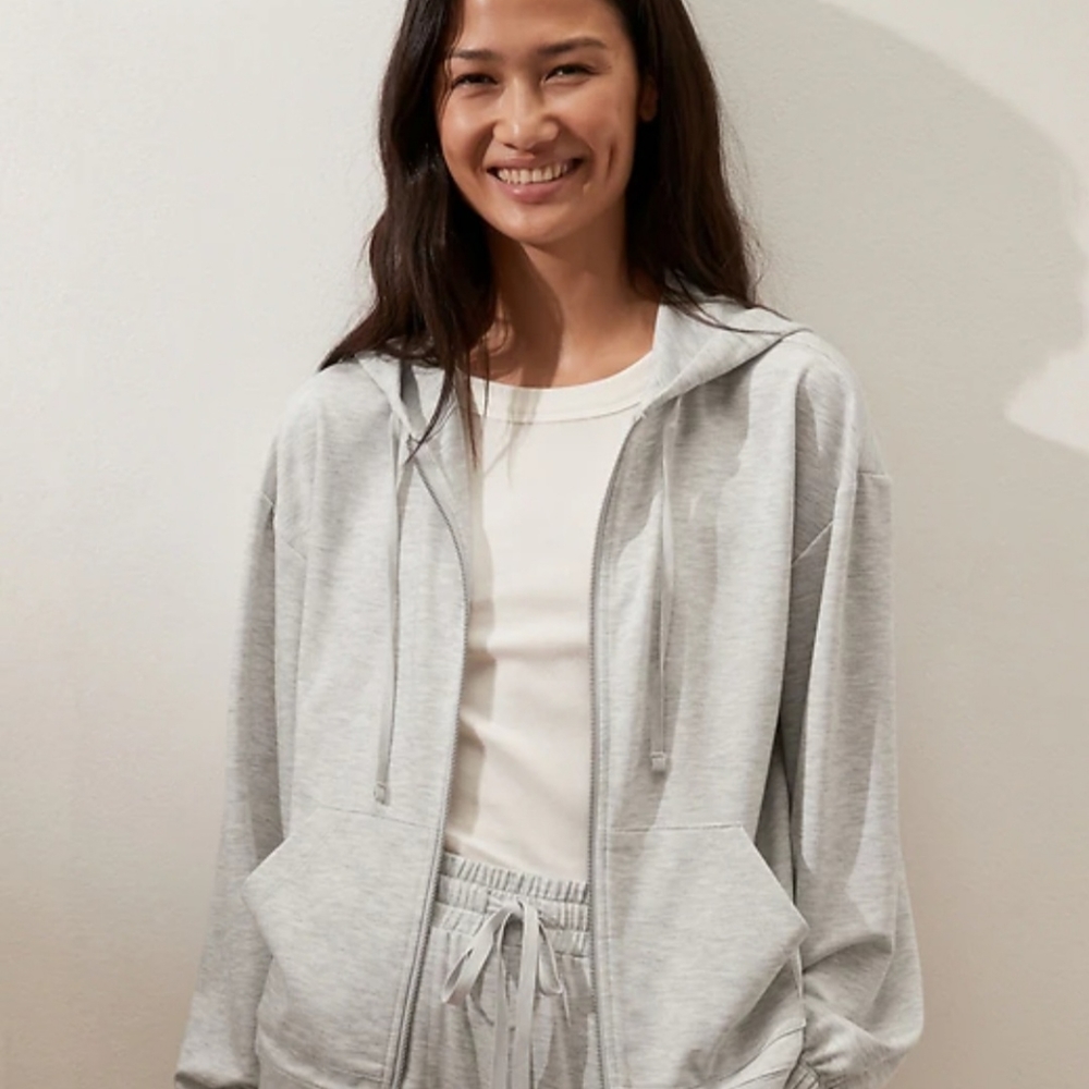 Banana Republic Baby French Terry Zip Hoodie Heather Gray M NWT